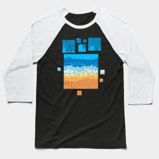 Beach Cut Paper Landscape Baseball T-Shirt